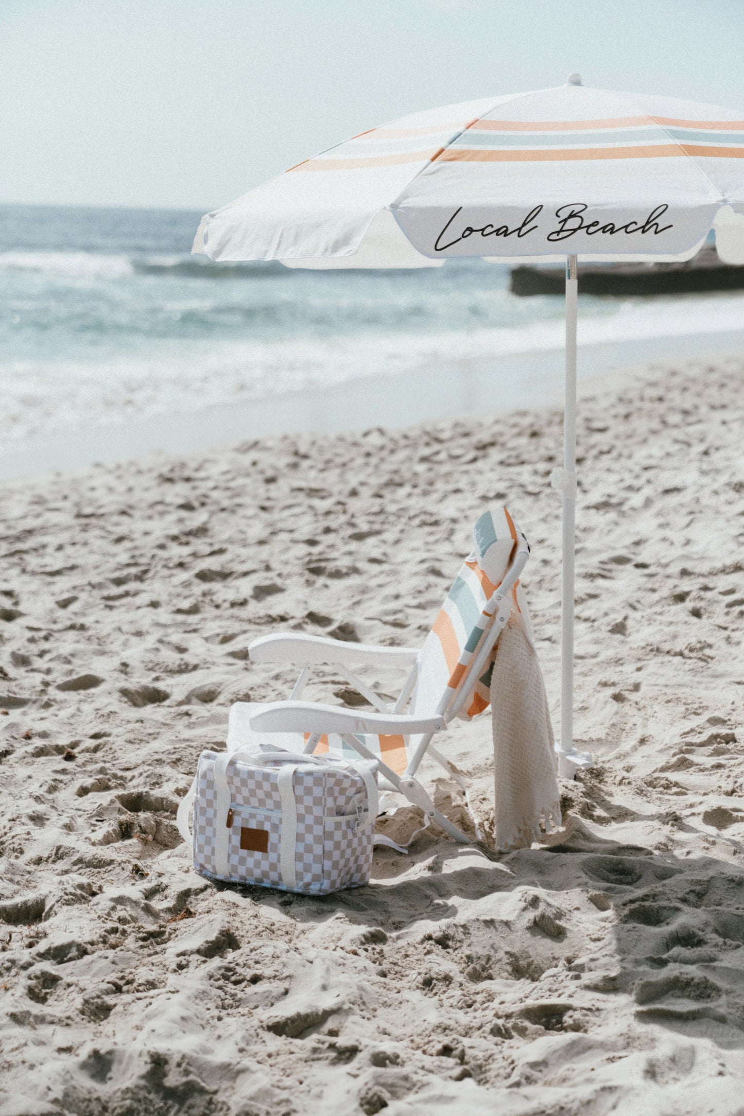 Retro Stripe Beach Umbrella