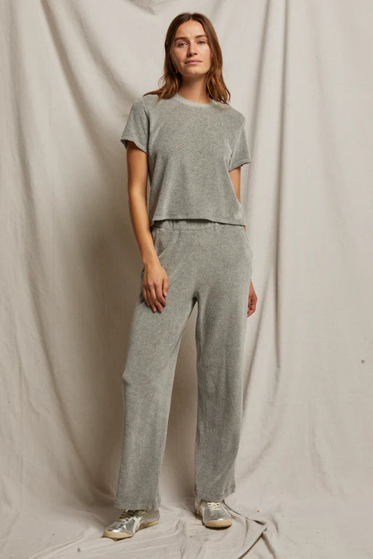 holly velour relaxed leg sweatpant heather grey