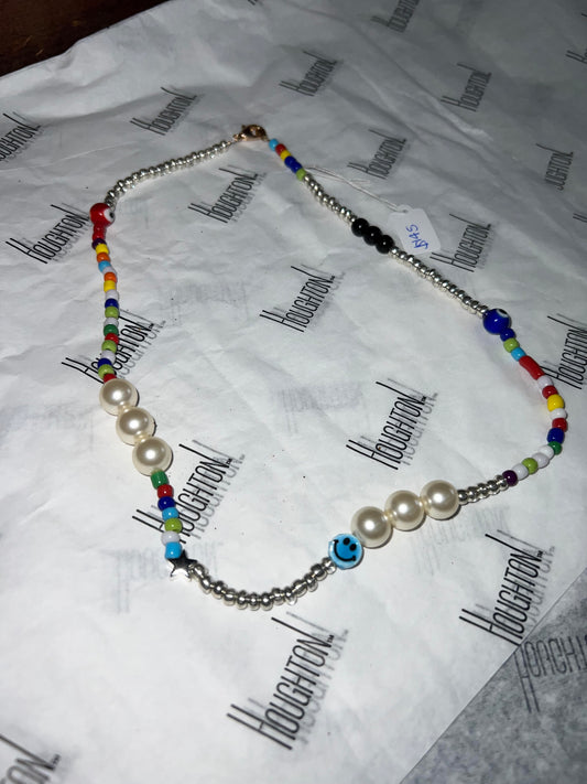 Blue Smiley Face Necklace