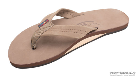 DARK BROWN Single Layer Premier Leather with Arch Support 1" Strap MEN